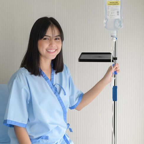 Nuanchu IV القطب مع عجلات وصينية قابل للتعديل IV حامل أقطاب طبية IV محمولة من الفولاذ المقاوم للصدأ حامل حامل IV لعيادة المستشفى والمنزل وممارسة تمريض الأطفال والعلاج in Saudi Arabia