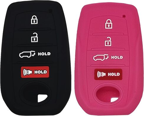 Autobase Key fob Cover for Toyota 2025 Camry 2019-2025 Land Cruiser 2021-2025 Venza Hilux Fortuner 2023-2025 Highlander Tundra Corolla bZ4X Prius 4 Buttons (Black and Pink) in Saudi Arabia