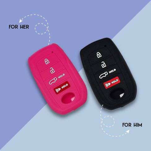 Autobase Key fob Cover for Toyota 2025 Camry 2019-2025 Land Cruiser 2021-2025 Venza Hilux Fortuner 2023-2025 Highlander Tundra Corolla bZ4X Prius 4 Buttons (Black and Pink) in Saudi Arabia
