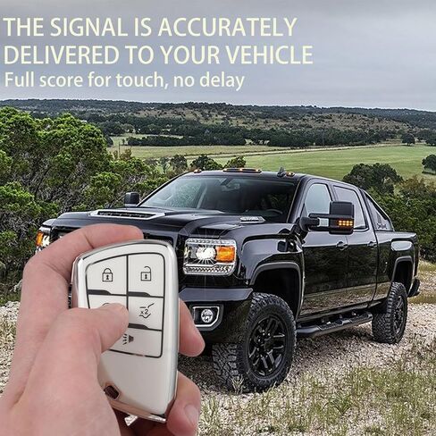 غطاء مفتاح FOB مع سلسلة المفاتيح ، واقي CAR CASE SHELL متوافق مع 2022-2025 CHEVY SILVERADA TERVERES TRAVERSE ؛ GMC Sierra 1500 2500HD 3500HD Acadia Buick Envision (Black) in Saudi Arabia