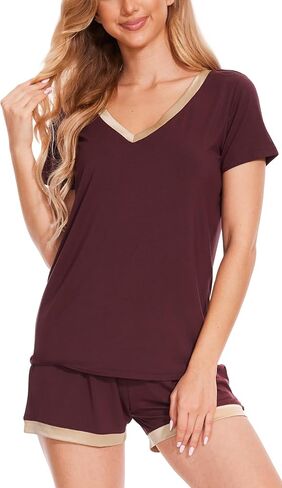 مجموعات Pajama النسائية ، وأكمام قصيرة من أغطية النوم الناعمة والسراويل PJS ، و Loungwear Bamboo Viscose in Saudi Arabia