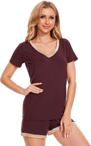 مجموعات Pajama النسائية ، وأكمام قصيرة من أغطية النوم الناعمة والسراويل PJS ، و Loungwear Bamboo Viscose in Saudi Arabia