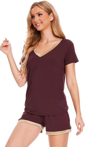 مجموعات Pajama النسائية ، وأكمام قصيرة من أغطية النوم الناعمة والسراويل PJS ، و Loungwear Bamboo Viscose in Saudi Arabia