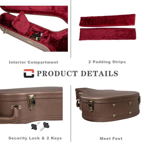 Crossrock Designer Series- Universal Wooden Case for Gibson Acoustic J45, Martin Dreadnought Guitars- Security Lock, Metal Feet, Storage Space- Blossom Brown((CRW530DBQ) in Saudi Arabia