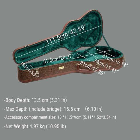 Crossrock Designer Series- Universal Wooden Case for Gibson Acoustic J45, Martin Dreadnought Guitars- Security Lock, Metal Feet, Storage Space- Blossom Brown((CRW530DBQ) in Saudi Arabia