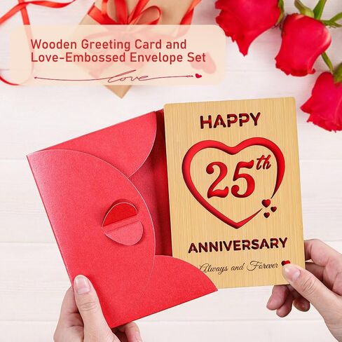 5 Year Marriage Anniversary Card Gifts for husband Wife, Wooden Happy 5th Anniversary Card for Her Him, Always and Forever Fifth Wood Wedding Anniversary Card for Men in Saudi Arabia