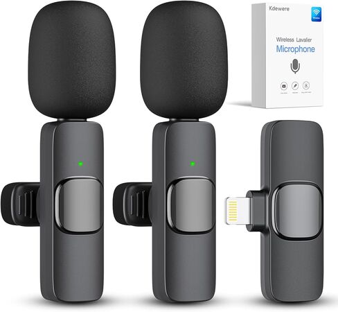 2 حزمة من ميكروفون Lavalier اللاسلكي لأجهزة iPhone iPad، ميكروفونات طية صدر السترة، تشغيل 2.4G، تأخير منخفض للغاية، شريحة مدمجة لتقليل الضوضاء، وقت عمل 8 ساعات لتسجيل الفيديو، والمقابلة، والبودكاست، ومدونة الفيديو، واليوتيوب in Saudi Arabia