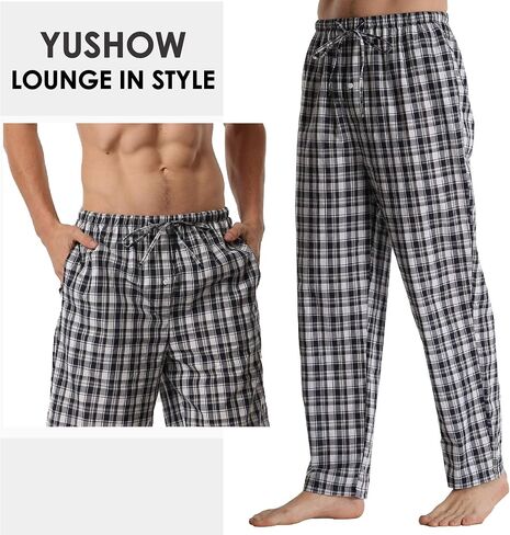 Mens Plaid Pajama Pants 2 Pack Cotton Lounge Pants with Pockets PJs Bottoms in Saudi Arabia