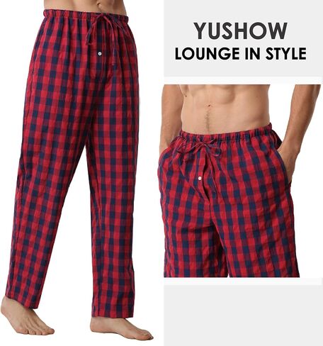 Mens Plaid Pajama Pants 2 Pack Cotton Lounge Pants with Pockets PJs Bottoms in Saudi Arabia
