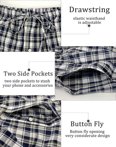 Mens Plaid Pajama Pants 2 Pack Cotton Lounge Pants with Pockets PJs Bottoms in Saudi Arabia
