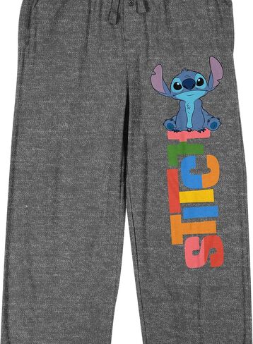 Bioworld Lilo & Stitch Stitch Logo and Text Men's Heather Gray Pajama Pants in Saudi Arabia
