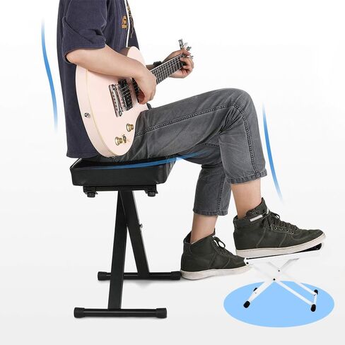 Guitar Foot Rest Stool, 6-Position Height Adjustable Guitar Rest Step Footstool with Rubber Feet and Non-Slip Rubber for Classical Guitar Player, Black in Saudi Arabia