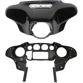 الأمامي الخارجي مع Batwing Batwing Upper Fairing Cowl نوبات لعام 2014-2023 Harley Davidson Touring Electra Glide و Street Glide و Trike Models ، Black in Kuwait