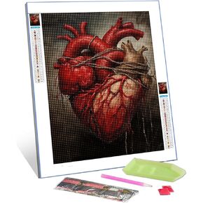 Graffitic Human Heart Diamond Painting DIY 5D,Numbering Kit, Human Organs Crystal Rhinestone Diamond Paintwork Anatomical Biology Artwork Hospital Home Decor Adults Street Art Gift(12''Wx 16''H) in Kuwait