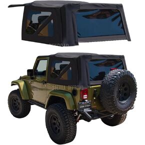Compatible with Factory Style Soft Top Replacement compatible with Wrangler 2 Door 2010-2018, Sailcloth Vinyl, Black in Saudi Arabia
