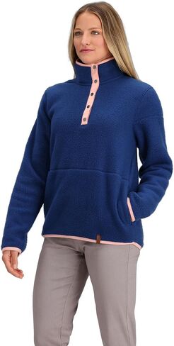 بلوزة نسائية من Obermeyer Boulder Fleece - قماش بوليستر - صوف ناعم على الوجهين - جيوب لتدفئة اليد - أغصان طازجة مقاس واحد in Saudi Arabia