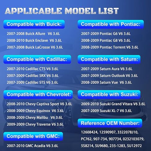 مجموعة من 4 مستشعر وظيفة عمود الحدبات 12608424 يناسب لعام 2007 2008 2009 Chevy Malibu Equinox Buick Encrosse GMC Acadia Pontiac G8 Saturn Aura Outlook Vue 3.6L 12590907 ، PC762 in Kuwait