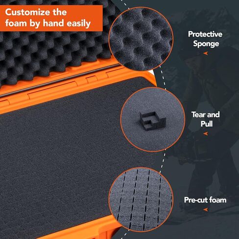 Lykus HC-4410 Waterproof Hard Case with Customizable Foam Insert, Interior Size 17.32x11.42x4.72 in, Suitable for up to 16"laptop,Starlink Mini,keyboard,drill,audio mixer,mic,flashlight,and more in Kuwait