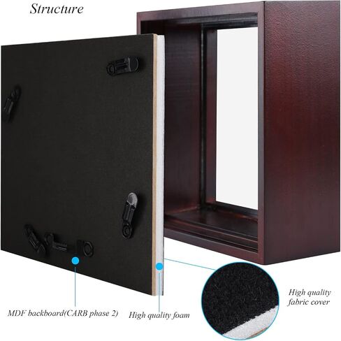 5x5 Small Shadow Box Frame Display Case, Grade A Natural Pine Wood HD Glass Front Soft Linen Back, 1.2 inches Interior Depth-Carbonized Black in Saudi Arabia