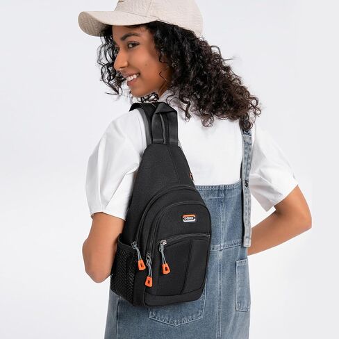 أكياس حبال صغيرة للنساء Crossbody Backback Multi-Pocket Resplable Daypack for Outdoors Hiking Travel (Black) in Kuwait