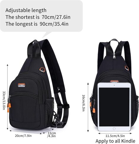أكياس حبال صغيرة للنساء Crossbody Backback Multi-Pocket Resplable Daypack for Outdoors Hiking Travel (Black) in Kuwait