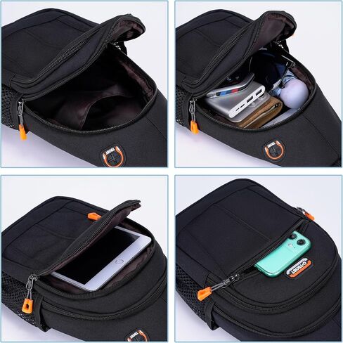 أكياس حبال صغيرة للنساء Crossbody Backback Multi-Pocket Resplable Daypack for Outdoors Hiking Travel (Black) in Kuwait