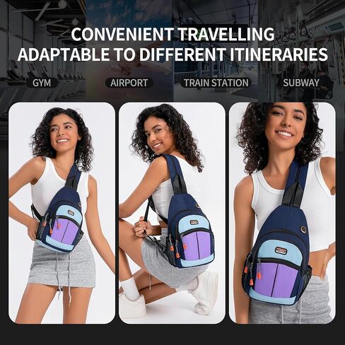 Small Sling Bags for Women Crossbody Backpack Multi-Pocket Adjustable Strap Daypack for Outdoors Hiking Traveling (black) in Kuwait