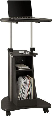 Adjustable Height Laptop Cart With Storage. Color: Woodgrain in Saudi Arabia