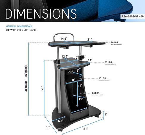 Adjustable Height Laptop Cart With Storage. Color: Woodgrain in Saudi Arabia