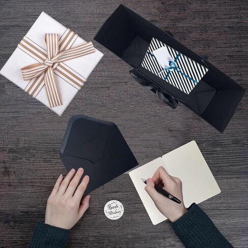 ZHIAXTON 2 Pcs Black Gift Bags with Handles,13.8x5.1x10.2 Inch Large Gift Bag with Tissue Paper, Card and Bow,Gift Wrapping Bag for Weddings,Men's birthdays,Father'sDay,Anniversaries, Holiday Party in Saudi Arabia