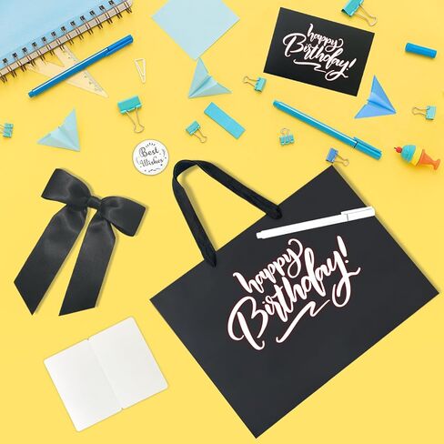 ZHIAXTON 2 Pcs Black Gift Bags with Handles,13.8x5.1x10.2 Inch Large Gift Bag with Tissue Paper, Card and Bow,Gift Wrapping Bag for Weddings,Men's birthdays,Father'sDay,Anniversaries, Holiday Party in Saudi Arabia