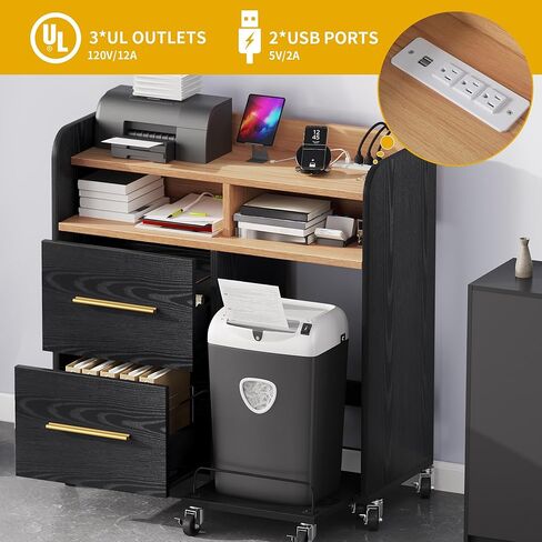 موقف طابعة DWVO مع التخزين ، خزانة الملفات مع محطة الشحن ، خزانة طاقات الطابعة لمكتب المنزل ، عربة طابعة ، تناسب A4 ، رسالة ، ملفات الحجم القانوني ، أثاث المكاتب ، الأسود in Kuwait