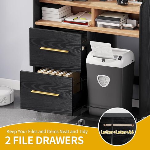 موقف طابعة DWVO مع التخزين ، خزانة الملفات مع محطة الشحن ، خزانة طاقات الطابعة لمكتب المنزل ، عربة طابعة ، تناسب A4 ، رسالة ، ملفات الحجم القانوني ، أثاث المكاتب ، الأسود in Kuwait