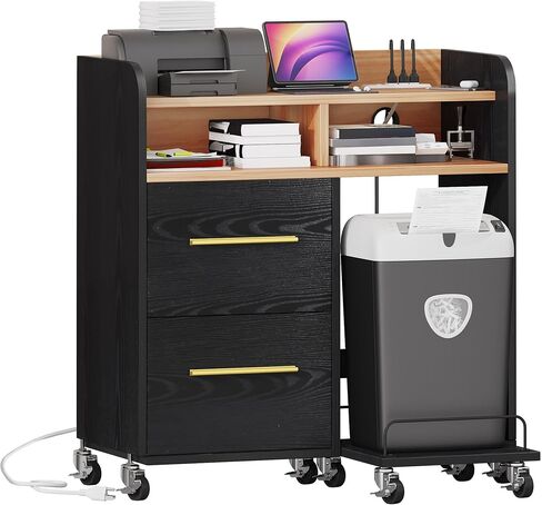 موقف طابعة DWVO مع التخزين ، خزانة الملفات مع محطة الشحن ، خزانة طاقات الطابعة لمكتب المنزل ، عربة طابعة ، تناسب A4 ، رسالة ، ملفات الحجم القانوني ، أثاث المكاتب ، الأسود in Kuwait