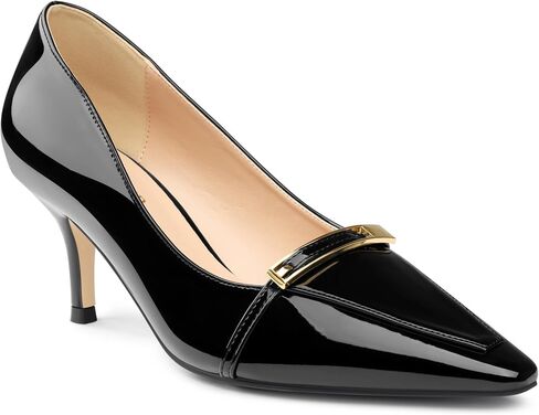 COLETER Women's Kitten Heels Pointed Toe Low Heel Pumps Office Dress Shoes | Metal Buckle Decor, Kitten Low Heel Dress Pumps, Slip On Formal Business Casual Heels for Office Wedding Party in Saudi Arabia