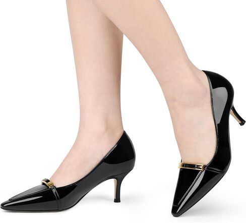 COLETER Women's Kitten Heels Pointed Toe Low Heel Pumps Office Dress Shoes | Metal Buckle Decor, Kitten Low Heel Dress Pumps, Slip On Formal Business Casual Heels for Office Wedding Party in Saudi Arabia