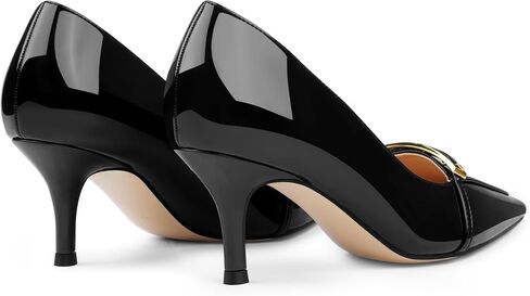 COLETER Women's Kitten Heels Pointed Toe Low Heel Pumps Office Dress Shoes | Metal Buckle Decor, Kitten Low Heel Dress Pumps, Slip On Formal Business Casual Heels for Office Wedding Party in Saudi Arabia
