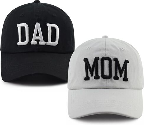 2PCS Dad and Mom Hat for Men Women, Funny Adjustable Cotton Embroidered Parents Gifts Baseball Cap in Kuwait