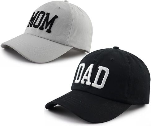 2PCS Dad and Mom Hat for Men Women, Funny Adjustable Cotton Embroidered Parents Gifts Baseball Cap in Kuwait