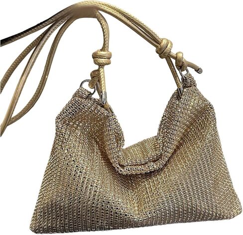 MakeMeChic Women's Rhinestone Sparkly Shoulder Bag Knot Zipper Large Capacity Crossbody Handbag in Saudi Arabia