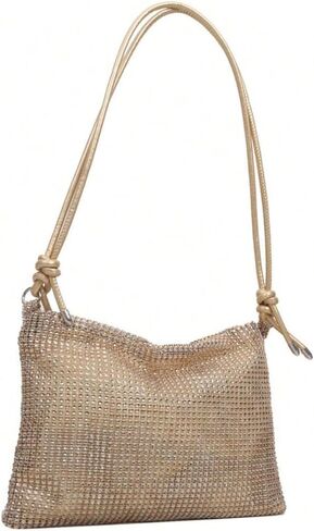 MakeMeChic Women's Rhinestone Sparkly Shoulder Bag Knot Zipper Large Capacity Crossbody Handbag in Saudi Arabia