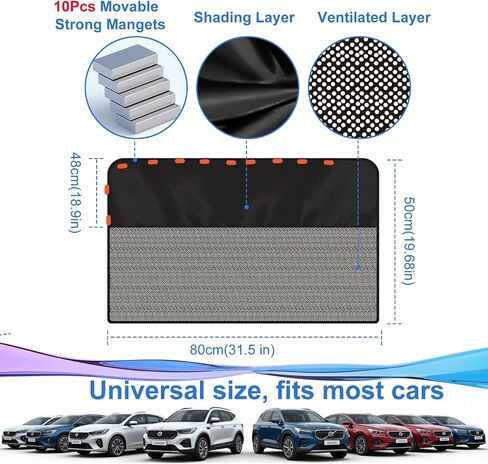 Rear Window Sun Shade, 2 PCS Magnetic Double Layer Car Side Window Sun Shades for Baby, Half Blackout & Half See-Through Back Window Covers for Sun & Privacy Protection,Car Window Accessories in Saudi Arabia