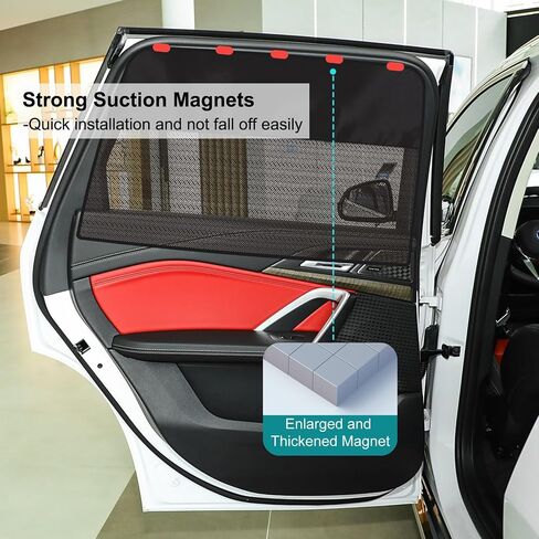 Rear Window Sun Shade, 2 PCS Magnetic Double Layer Car Side Window Sun Shades for Baby, Half Blackout & Half See-Through Back Window Covers for Sun & Privacy Protection,Car Window Accessories in Saudi Arabia