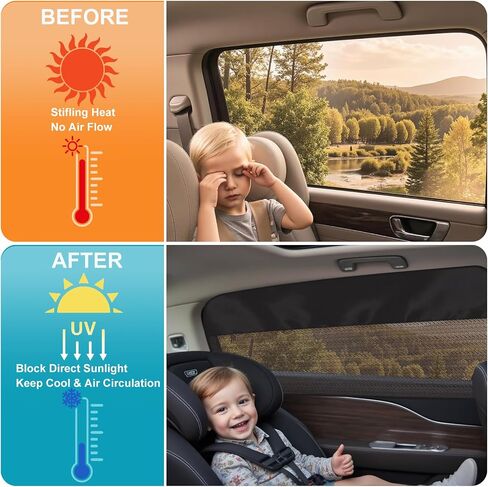 Rear Window Sun Shade, 2 PCS Magnetic Double Layer Car Side Window Sun Shades for Baby, Half Blackout & Half See-Through Back Window Covers for Sun & Privacy Protection,Car Window Accessories in Saudi Arabia