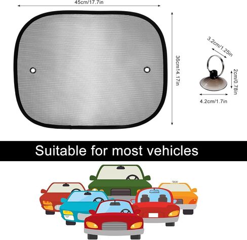 2 Pack Car Shade for Window, 17"×14" Universal Sun Shade Glare Shield and UV Rays Protection, UV Protection and Glare Shield with Suction Cups for Baby, Kids, Pets in Saudi Arabia