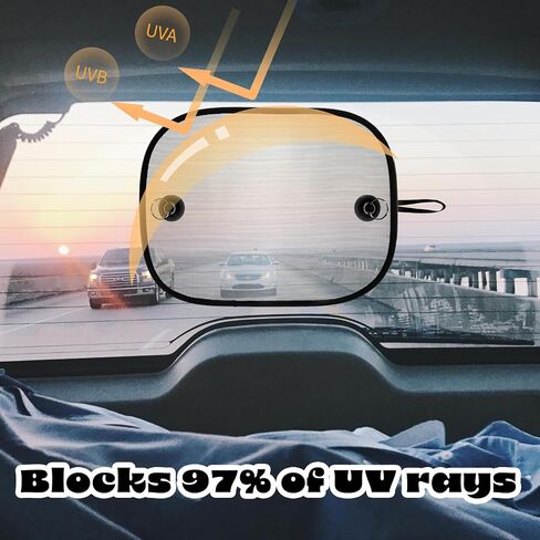 2 Pack Car Shade for Window, 17"×14" Universal Sun Shade Glare Shield and UV Rays Protection, UV Protection and Glare Shield with Suction Cups for Baby, Kids, Pets in Saudi Arabia