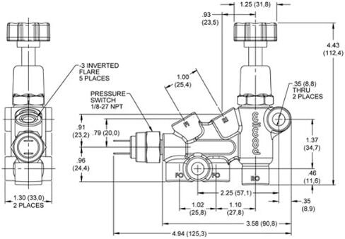 Wilwood 261-13269-BK Aluminium Tandem Master Cylinder Kit (W/Brkt & Prop Valve 1in) in Saudi Arabia