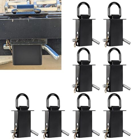 جيب حصة الثقيلة D Rings قابلة للتعديل 18000 رطل التعديل | الجيب حصة D-Ring Tie Downs الأداة المساعدة للشاحنات المسطحة والمقطورة (8 حزمة ، أسود) in Kuwait