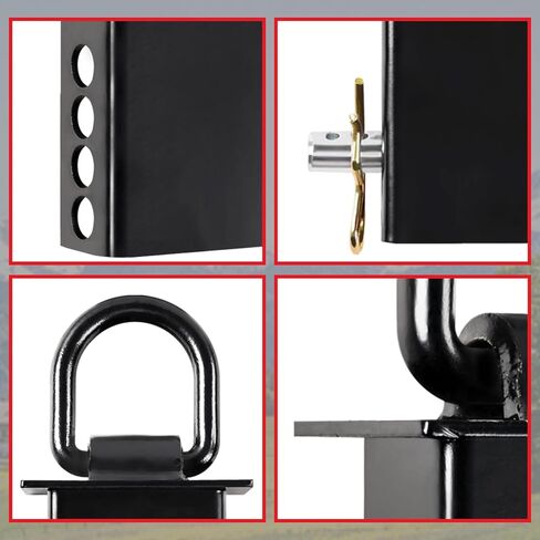 جيب حصة الثقيلة D Rings قابلة للتعديل 18000 رطل التعديل | الجيب حصة D-Ring Tie Downs الأداة المساعدة للشاحنات المسطحة والمقطورة (8 حزمة ، أسود) in Kuwait