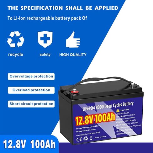 12V 100Ah LiFePO4 Lithium Battery 8000+ Deep Cycle Rechargeable IP65 Waterproof Group 31 Lithium Batteries, 1280Wh Built-in 100A BMS Low Temp Protection Perfect for RV, Backup 10-Year Lifespan in Saudi Arabia